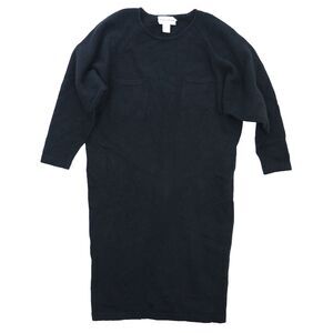 Vintage Black Sweater Dress Wool Rabbit SZ M Lagenlook Cozycore Pockets Modest